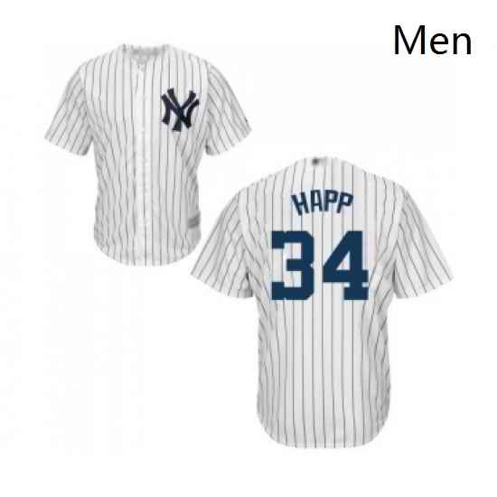 Mens New York Yankees 34 JA Happ Replica White Home Baseball Jersey